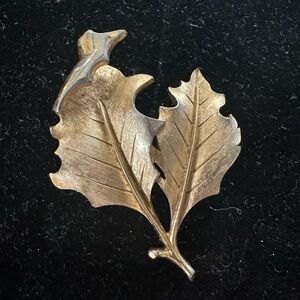 Vintage Trifari Leaf Brooch Signed